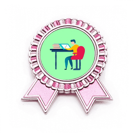 Designer Worked Hard Paint Seriously Badge Brooch Pin Pink Winner Award Medal