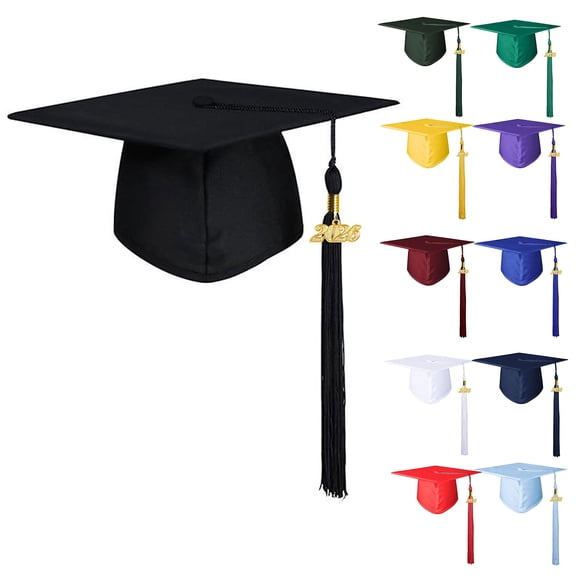Dserhfy Unisex Matte Graduation Cap with 2026 Year Tassel Charm Adults Congrats Graduation Accessory for High School Bachelor Master