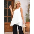 thumbnail image 3 of DARING DIVA Women's High Low Casual Sleeveless Chiffon Blouse Asymmetrical L White, 3 of 7