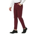 thumbnail image 5 of Unique Bargains Men's Slim Fit Flat Front Solid Color Business Chino Trouser 38 Burgundy, 5 of 6