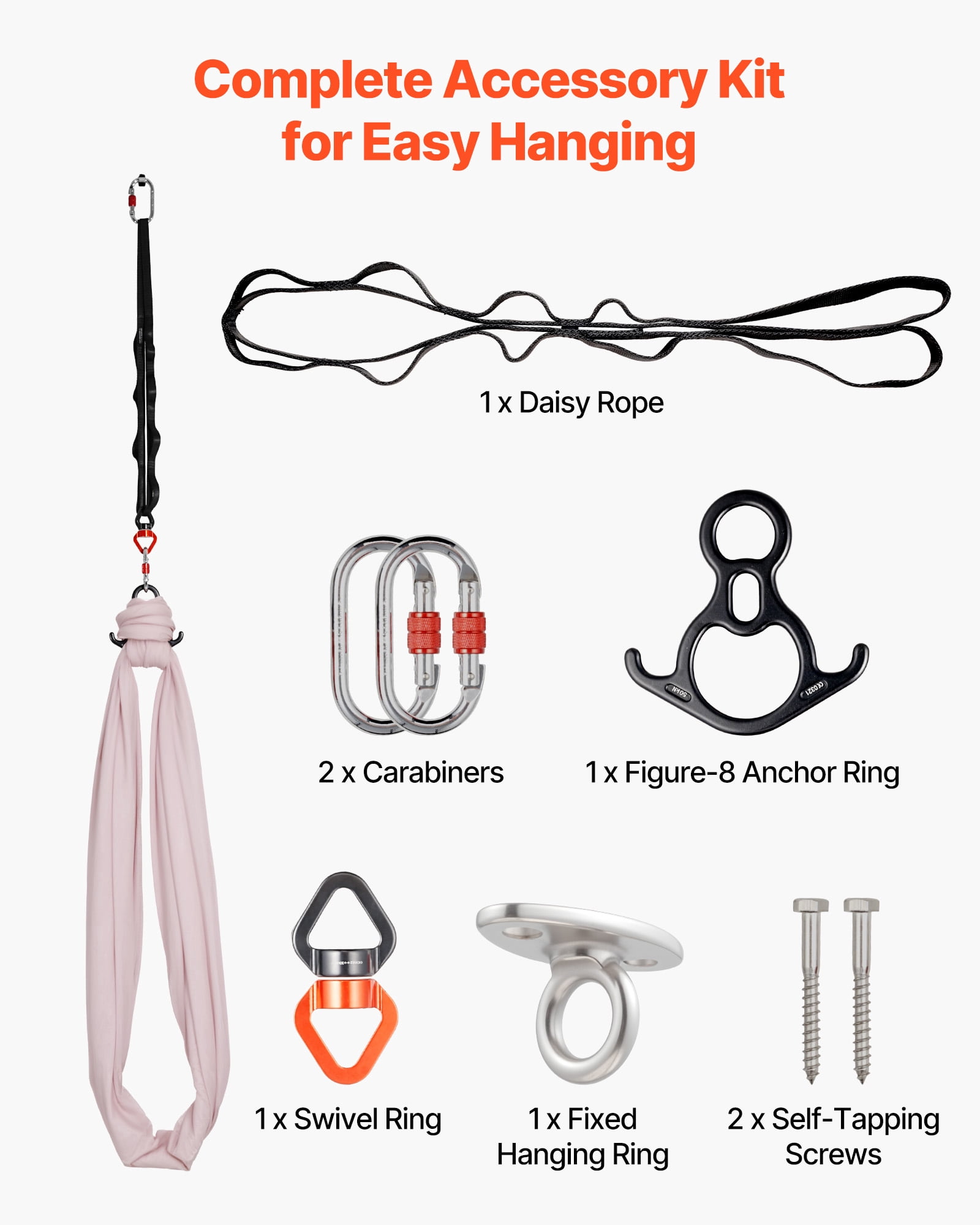 VEVOR Aerial Yoga Hammock, 300 lbs Load Aerial Silk, Yoga Swing with Nylon Fabric, PE Zipper Bag for Parent-Child Interaction, Strengthen Muscles & Improve Practice, Hammock and Swing Combo