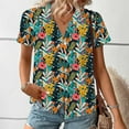 thumbnail image 5 of HaoXianJian Hawaiian Shirt Women Tops for Women Going Out Tops Soft Cool Summer Shirts Floral Tropics Print V Neck T-Shirt Button Up Tops Short Sleeve Blouse Graphic Tees Shirts Plus Size s-5X, 5 of 7