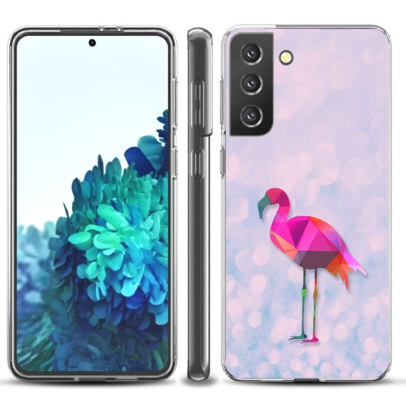 Slim-Fit TPU Protective Phone Case compatible with Samsung Galaxy S21  5G / S21 PLUS 5G, by OneToughShield ® - Flamingo / Polygon