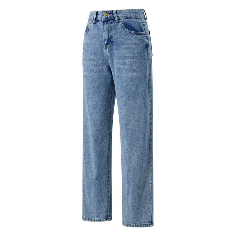 Womens Cargo Jeans Casual Drawstring High Waisted Straight