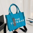 thumbnail image 1 of Bolso de lona cruzado de gran capacidad con letras de color sólido, bolso de mano portátil para mujer simple, 1 of 5