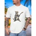 thumbnail image 3 of Rock Cat Playing Electric Guitar Black White Mens T Shirt Cool Graphic Tee  Music Lover Gift Casual Cotton Comfort Summer Outfit| Two colors S-5XL SIZE, 3 of 5