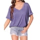 thumbnail image 2 of Camisetas de Gran Tamaño para Mujer, Cuello en V, Corta, Camisetas Holgadas Informales de Verano. Púrpura L, 2 of 9