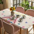 thumbnail image 3 of Easter Rabbits Table Cloths for 5 Foot Rectangle Tables, Cute Bunny Eggs Butterflies Floral Leaf Beige Patio Waterproof Elastic Fitted Tablecloths, Washable Rectangular Table Cover for Camping, 3 of 8