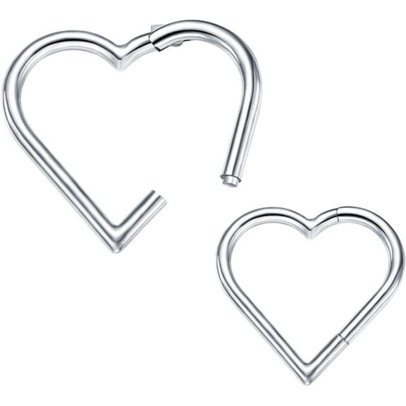 DESIGNICE 2 Pcs G23 Titanium Heart Daith Piercing Jewelry Rook Tragus Clicker Ring Cartilage Earrings 16G Hypoallergenic for Piercing Body Fashion Jewelry Accessory