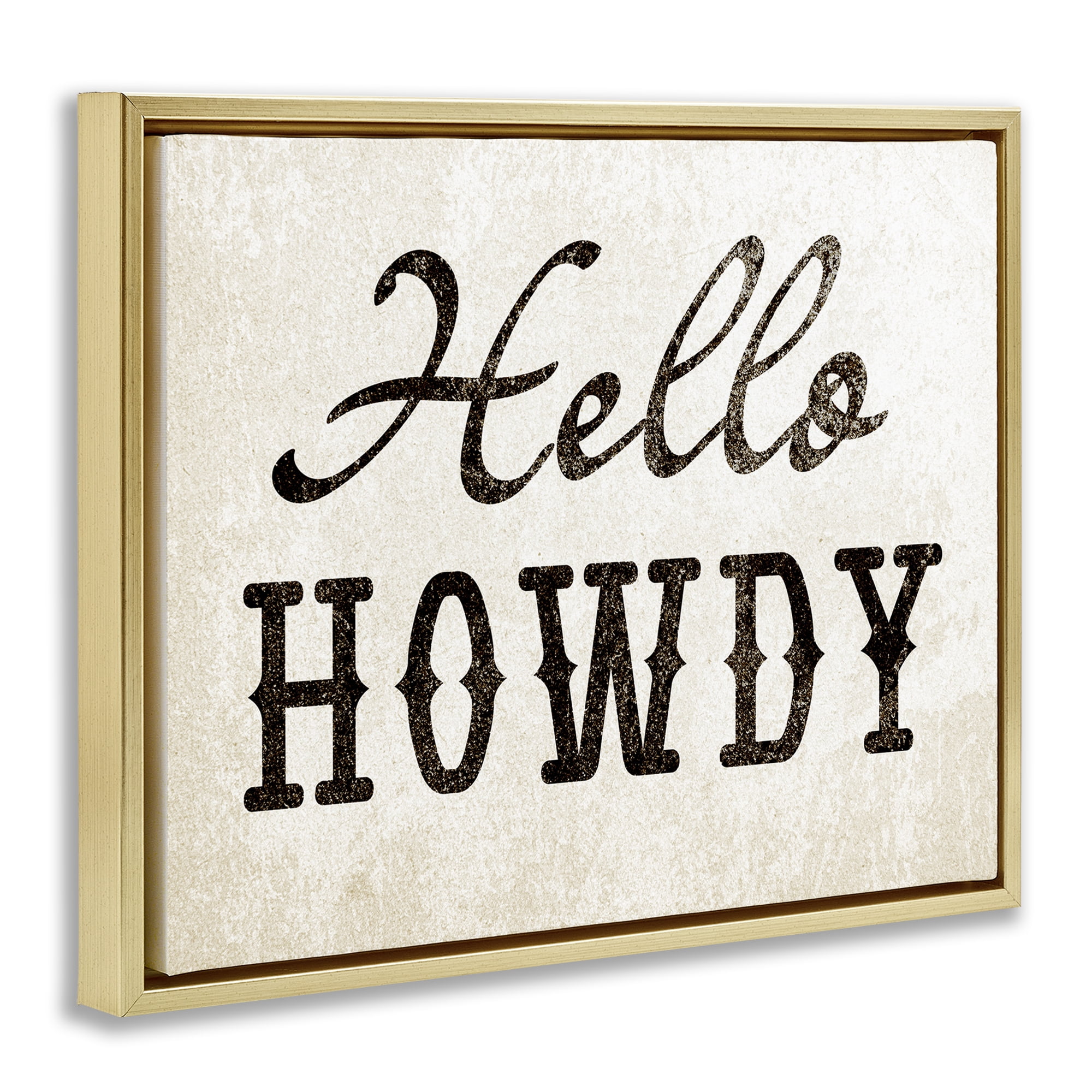 Stupell Industries Western Hellow Howdy Text & Numbers Painting Gold Floater Framed Canvas Art Print Wall Art, 31 x 25