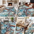 thumbnail image 5 of 5'x8' Area Rugs, Coastal Octopus Indoor Outdoor Area Rug for Living Room Bedroom, Vintage Teal Nautical Beach Botanical Washable Bathroom Rugs Kitchen Floor Carpet Mats Home Decor Aesthetic, 5 of 8