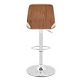 thumbnail image 6 of 44" Cream And Walnut Faux Leather And Steel Swivel Adjustable Height Bar Chair, 6 of 10