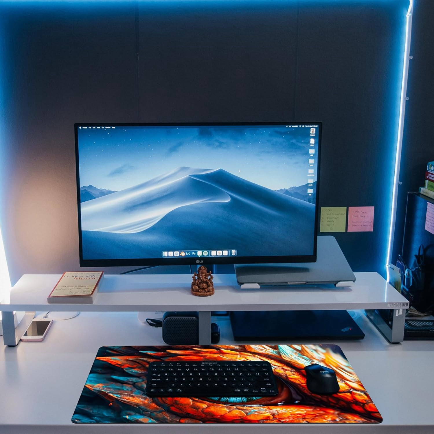 Large Gaming Mouse Pad for Desk, Dragon Blue Eyes Desk Mat, Dragon Eyes Desk Pad, 31.5"x11.8" Extended Big Computer Keyboard Mouse Pad with Non-Slip Base and Stitched Edge