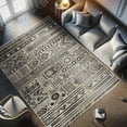 thumbnail image 4 of Ambesonne Southwestern Decorative Rug Carpet, Monochrome Geometric, 2' 5" x 5', Charcoal Grey and Ivory, 4 of 5