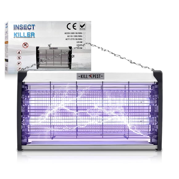 Mata Mosquitos Electrico, Mata Moscas para Pared con Doble Lámpara de 6W, Eliminador de Zancudos con Luz Púrpura, Trampa para Mosquitos de Forma Segura, Adecuada para Hogar, Rest