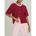 thumbnail image 5 of Rdhnmea Women's Knit Cardigan Half Sleeve Solid Color Button Up Knitwear, 5 of 9