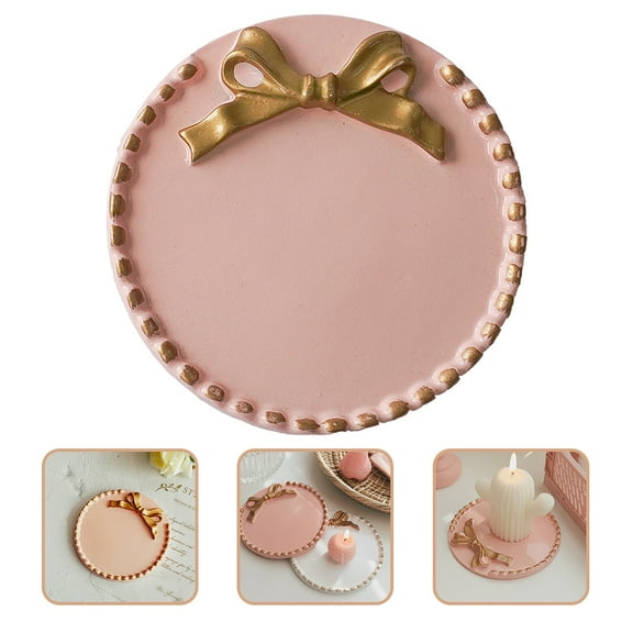 KAKOWELY Candle Tray Pink Resin 1Set 3.9X3.9X0.4In