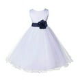 thumbnail image 3 of Ekidsbridal White Marine Blue Tulle Rattail Edge Flower Girl Dress Christening Formal Evening Gown for Photoshoots 829T S, 3 of 3