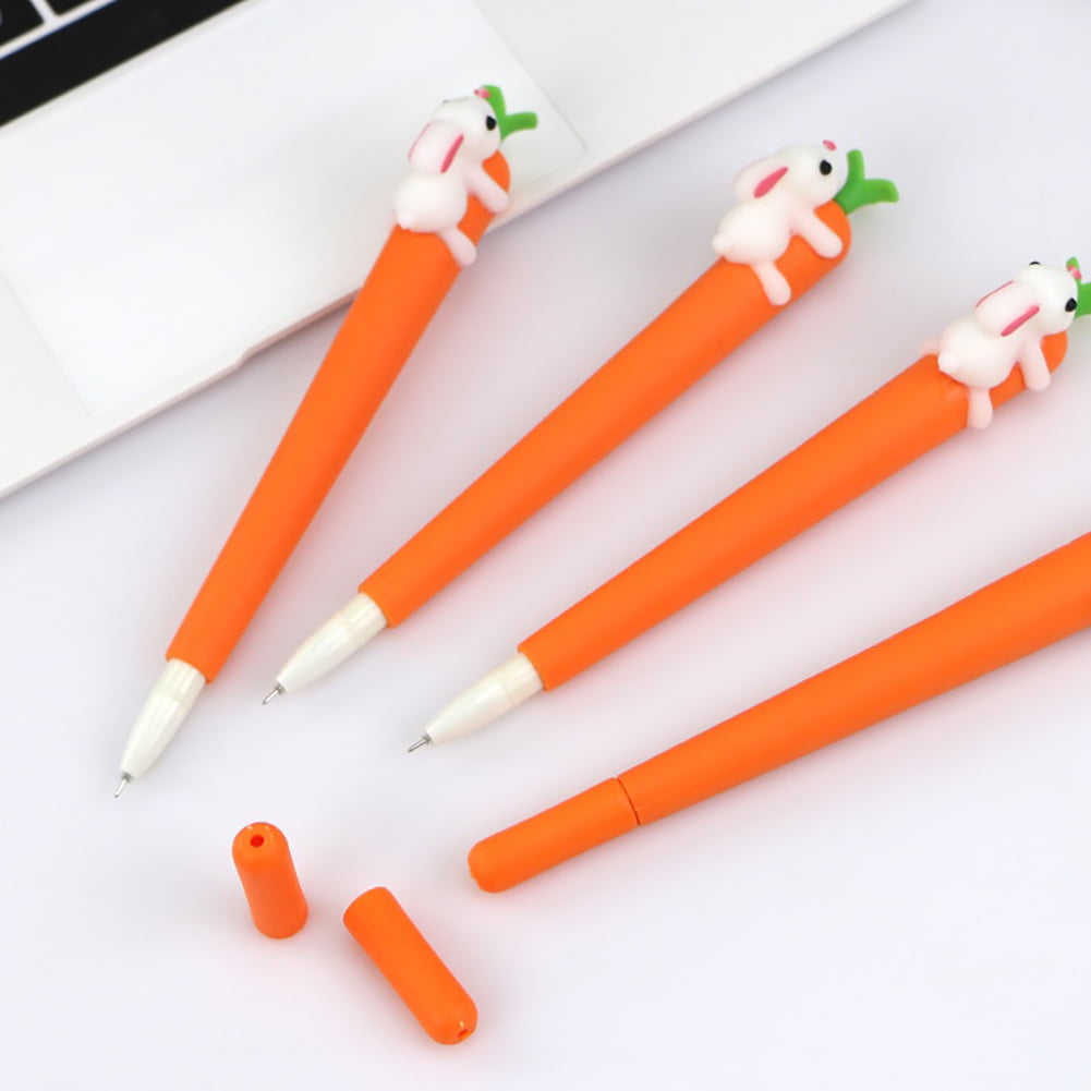 5 Pcs 0.5mm Black Ink Carrot Shape Gel Pens for Kids Office School Products Cute