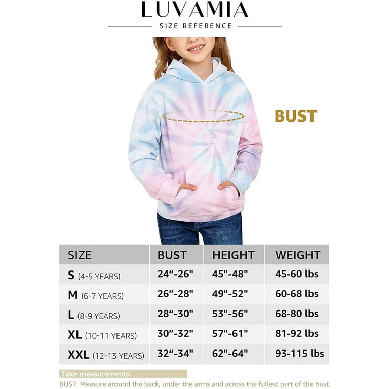 luvamia Girls Tie Dye Hoodie with Pocket, Sizes 4-13 