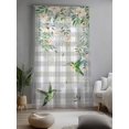 thumbnail image 2 of Sheer Curtains 96 Inches Long, Watercolor Floral Semi Sheer Curtains Light Filtering Window Treatment, Spring Flowers Birds Plants Gray Plaid Privacy Voile Drapes for Living Room Bedroom 52x96 Inch, 2 of 7