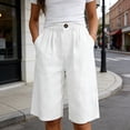 thumbnail image 4 of Afdoent Shorts For Women Knee Length Elastic Waist Solid Color Button Down Shorts Casual Wide Leg Outdoor Travel Everyday Wear, 4 of 6