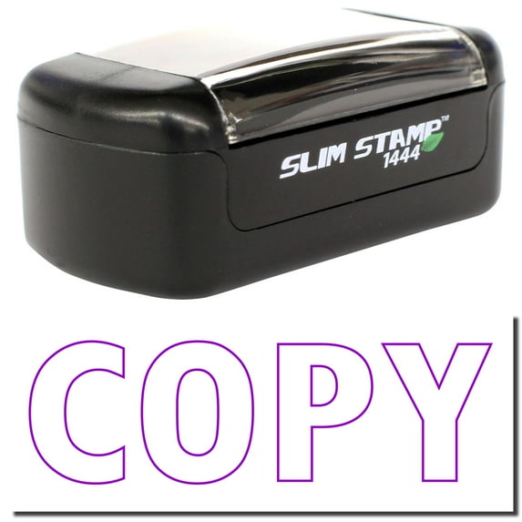 Slim Pre-Inked Outline Copy Stamp, Slim 1444, Ultra Slim Design, Impression Size 1/2" by 1-3/4", Up to 25,000 Impressions - Purple Ink