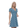 thumbnail image 1 of Women’s A Line Flower Summer Dress, Retro Triangle Arrangement, Cross Wrap V Neck, 6 Sizes, by Ambesonne, 1 of 2
