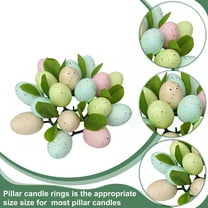 RBCKVXZ Easter Eggs Candle Ring Wreath, 9 inch Spring Colored Eggs and Mixed Twigs Candle Holder Rings for Easter Table Centerpieces Door Handle Decoration