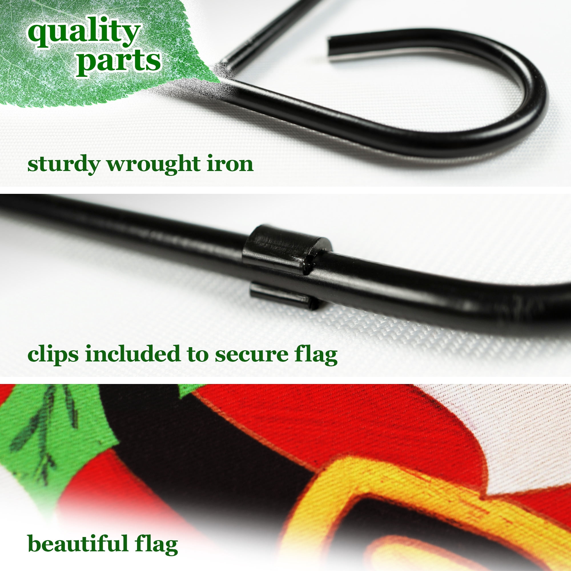 G128 2sets: 36"x16" Garden Yard Flag Stand & 12"x18" Double-Sided Joyful Santa Christmas Garden Flag