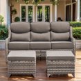 thumbnail image 2 of Jentlehouse Outdoor Patio Sofa set with Ottomans,All-Weather Wicker Rattan Patio 3-seat Couch with Thick Cushions and High Back,Outdoor Sectional Sofa Set for Lawn Balcony Garden, 2 of 9