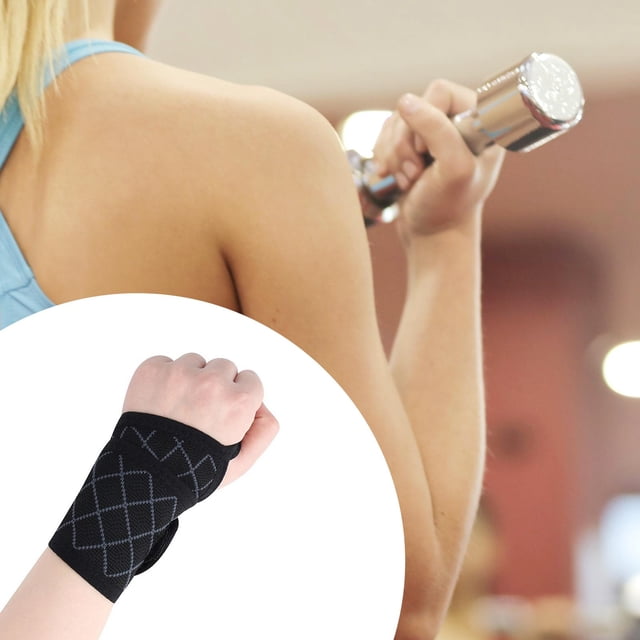 Muñequera de Compresión Shamjiam para Entrenamiento Levantamiento de Pesas Nylon Spandex Negro