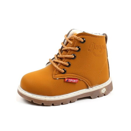 

Eloshman Girls Slip Resistant Zipper Combat Boots School Waterproof Chunky Heel Booties Outdoor Casual Round Toe Ankle Boot Yellow 11c