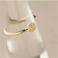 thumbnail image 2 of 18K Solid yellow Gold  White Zircon Pave circle front Open Ring, 2 of 4