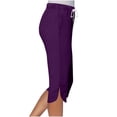 thumbnail image 4 of AKGEAMN Summer Beach Shorts for Women Elastic Waist Knee Length Drawstring Workout Shorts with Pockets, Purple S-XXL, 4 of 7