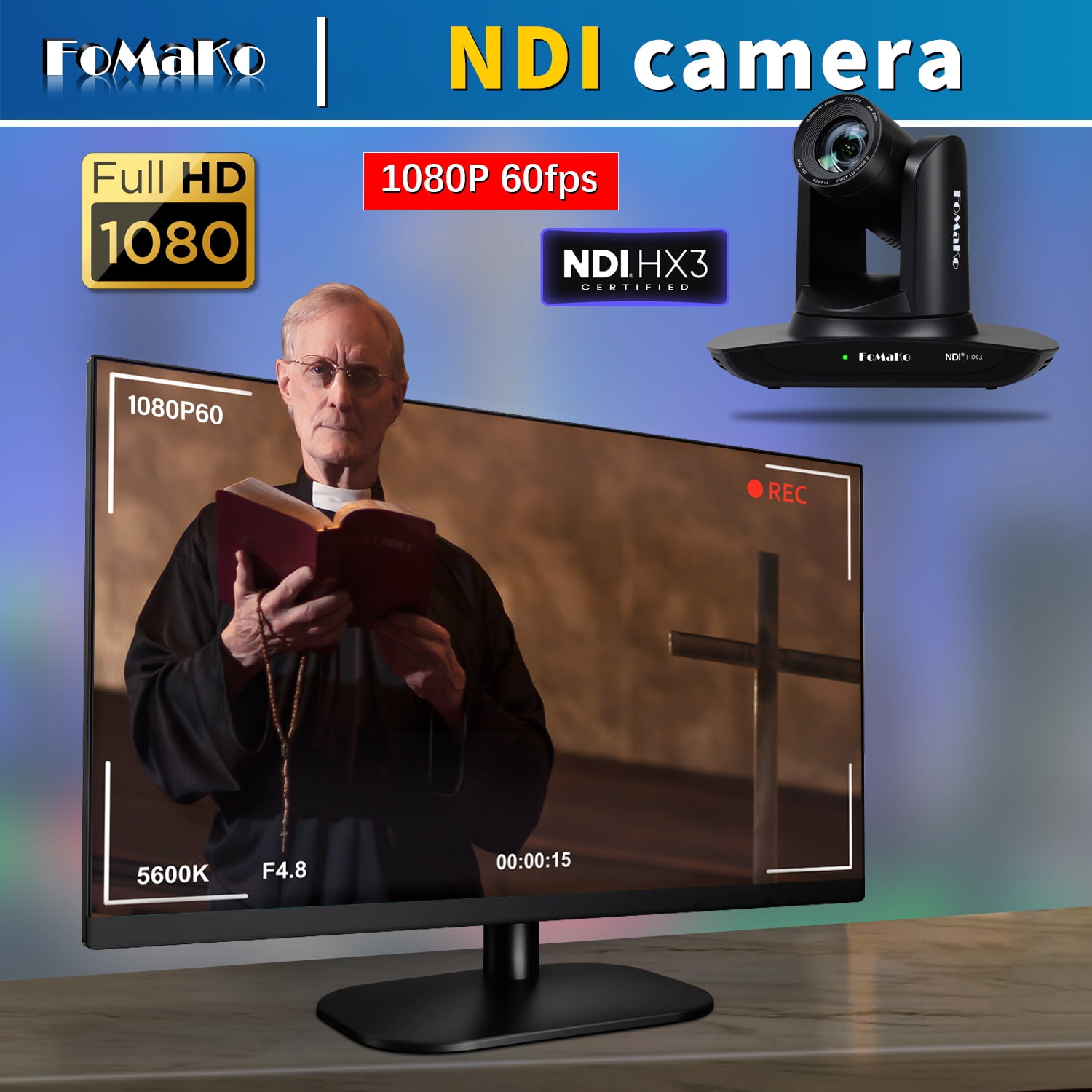 FoMaKo 20x NDI PTZ Camera Bundle(FMK20UH NDI-BX3+KC601+KC608Pro)