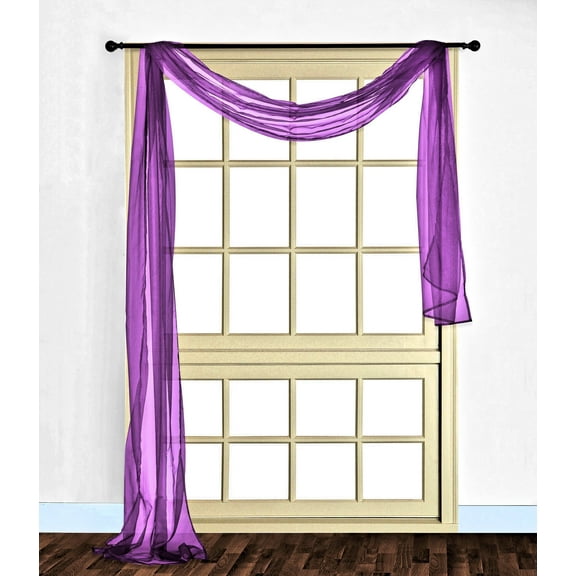 1 PC WINDOW SHEER VOILE SCARF VALANCE HOME EVENT PARTY WEDDING DESIGN ELEGANT DECORATIVE SHEER VALANCE DÉCOR HOME ROOM TOPPER LONG (37" X 216 " PURPLE)