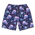 thumbnail image 2 of Honeii's Blue Skull Crystal Print Men's Casual Shorts with Drawstring，Swim Trunks Quick Dry Beach Shorts, 2 of 5