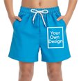 thumbnail image 4 of UQJfacai Boys Swim Trunks Kids Drawstring Elastic Waist Swim Shorts Pockets Summer Bathing Suit Swimsuit Teen Boy Swimwear 4-15 Years, 4 of 9