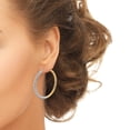 thumbnail image 3 of KoolJewelry 10k Two-tone Yellow and White Gold Polished and Diamon-cut Hoop Earrings (30 millimeters), 3 of 5