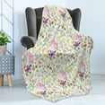 thumbnail image 4 of Watercolor Soft Flannel Fleece Blanket, Various Flowers Flourishing Spring Meadow Gentle Blooms Feminine Design Romantic, Cozy Plush for Indoor and Outdoor Use, 70" x 90", Multicolor, by Ambesonne, 4 of 5