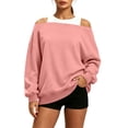 thumbnail image 3 of Tqcoqu Women's Off Shoulder Long Sleeve Sweatshirt, Oversized Drop Shoulder Loose Casual Pullover Tops for Fall, 3 of 10