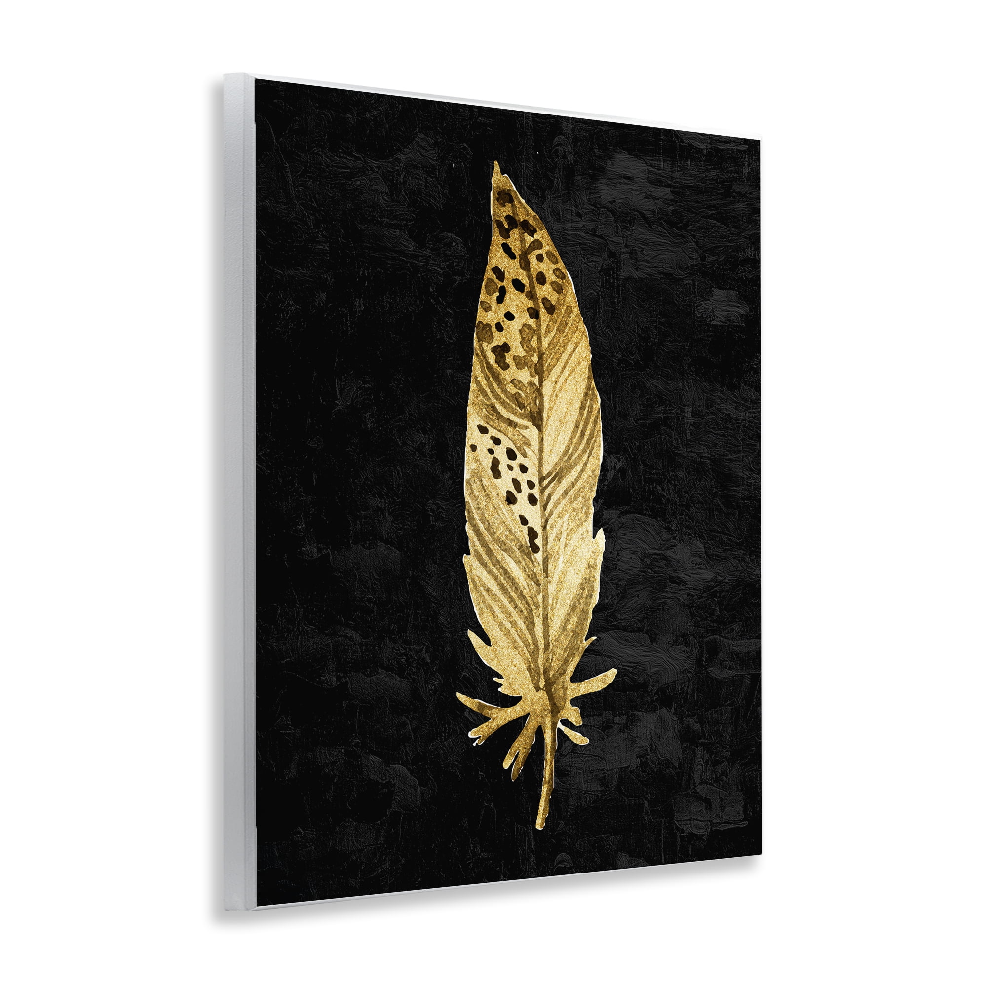 Speckled Feather on Black Wall Plaque Art, design by Kim Allen