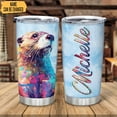 thumbnail image 2 of Personalized Gifts For Otter Lover - Otter Printed Custom Name Stainless Steel Tumbler 20oz With Lid - Idea Sea Animal Lover Gifts For Women Girl Kids On Birthday Christmas, 2 of 5