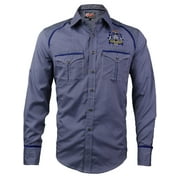 Avalon Collection Men's Long Sleeve Checker Gingham Button Up Dress Shirt