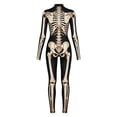 thumbnail image 3 of Men's Halloween Skeleton Jumpsuit Tight Fit Bodysuit,Long Sleeve Bodysuit for Performance Dress Up Party Onesie, 3 of 5