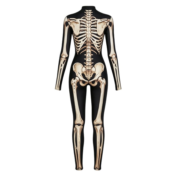 Curuila Halloween Adult Jumpsuit For Dress Up Hallowmas Skull Print Stage Show Costume For Women And Men Performance Fashion Full Body Suit Size L