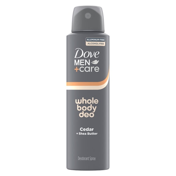 Dove Men Care Whole Body Deo Aluminum Free Deodorant Spray Suitable from Pits, Privates, to Feet Cedar   Shea Butter with Vitamin E, 4 oz