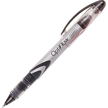 Staples OptiFlow Rollerball Pens, Fine Point, Black, Dozen (11529)