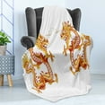 thumbnail image 4 of Dragon Soft Flannel Fleece Throw Blanket, Twin Dragon Zodiac Statues Art Chinese Philosophy Themed Picture, Cozy Plush for Indoor and Outdoor Use, 70" x 90", Vermilion Yellow, by Ambesonne, 4 of 5
